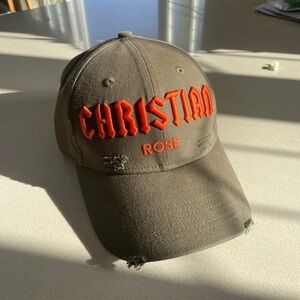 Olive Cap with Orange Embroidery